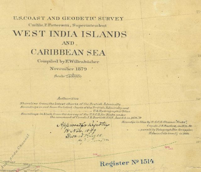 Title block to Hydrographic Chart H-1514 of West India Islands and Caribbean Sea Picture