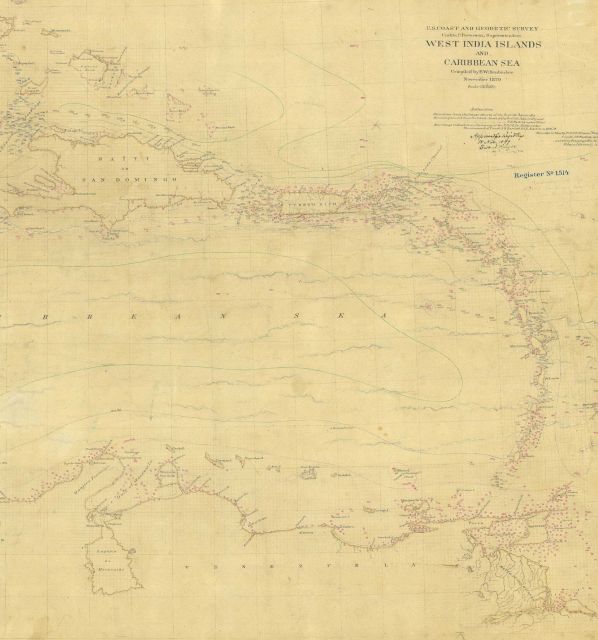 The E section of Hydrographic Chart H-1514 of West India Islands and Caribbean Sea. Picture