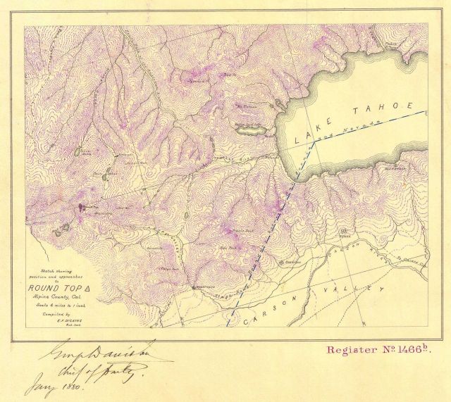 Topographic map of Round Top area, Sierra Nevada, by E Picture