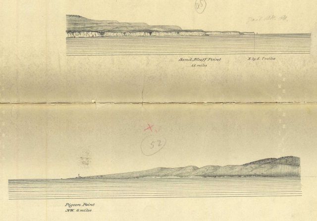 Coastal views of Sand Bluff Point and Sail Rock Point (just north of north entrance to Monterey Bay) and Pigeon Point Picture