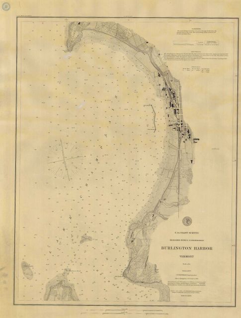 Nautical chart of Burlington Harbor, Vermont, on Lake Champlain. Picture