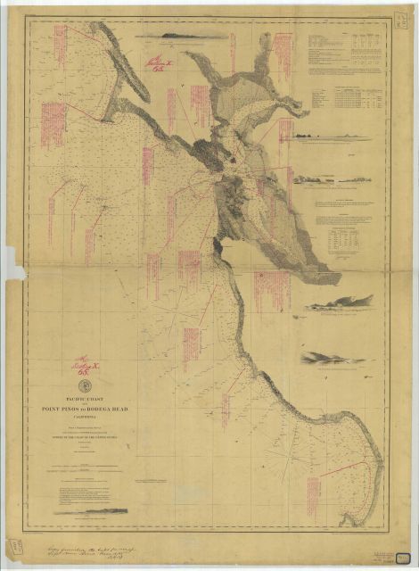 Chart annotated with shipwreck information for vicinity of San Francisco Bay Picture