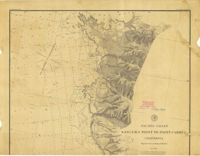 Nautical chart from Kasler's Point to Point Carmel, south of Monterey, northern half. Picture