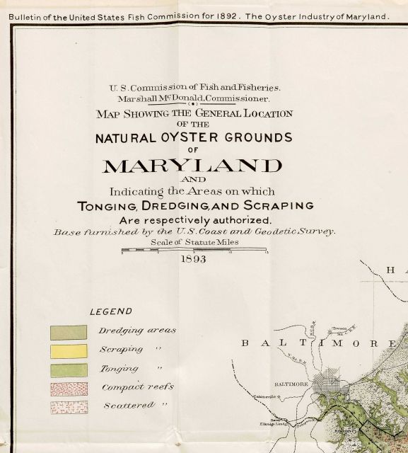 Title block of map of Natural Oyster Grounds of Maryland. Picture