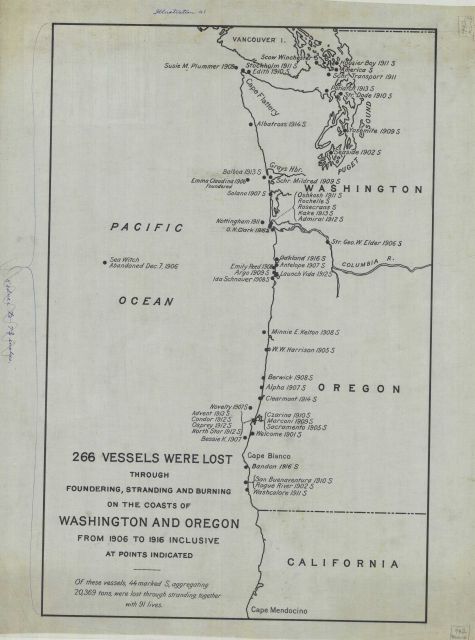 Vessels lost through stranding along the Oregon and Washington Coast from 1906 to 1916 Picture