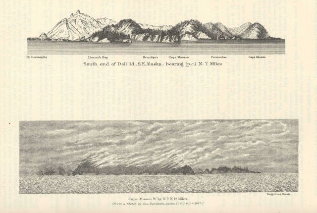 Views of the south end of Dall Island and of Cape Muzon. Picture