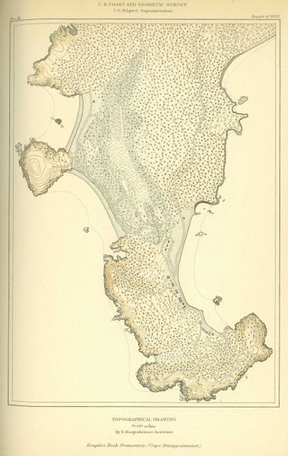 Topographic map of Cape Disappointment, Washington, by Edwin Hergesheimer, one of the greatest of Coast Survey topographers and cartographers. Picture