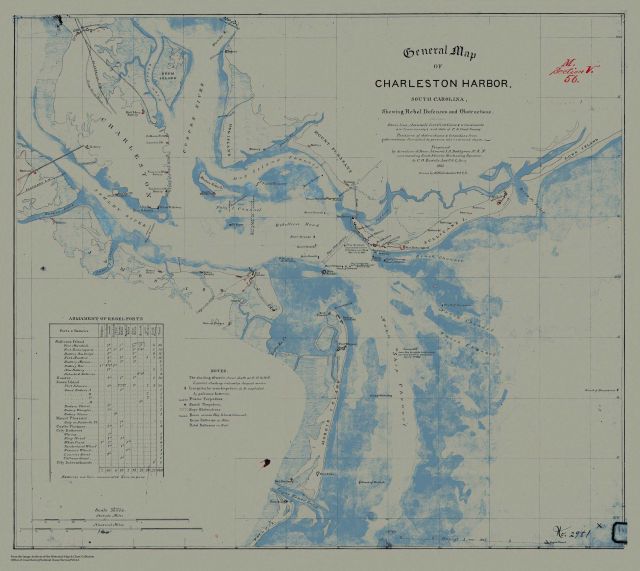 General Map of Charleston Harbor showing Rebel Defences and Obstructions prepared by party under Charles Boutelle, Asst Picture