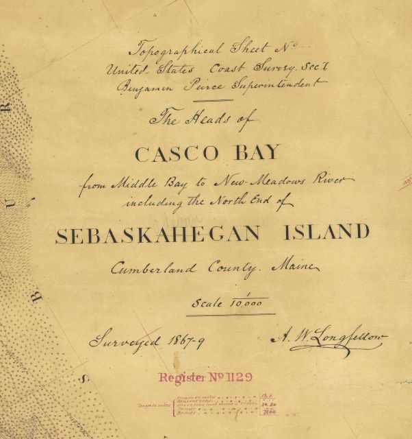 Title block of survey sheet T-1129 Heads of Casco Bay....Sebaskahegan Island Picture