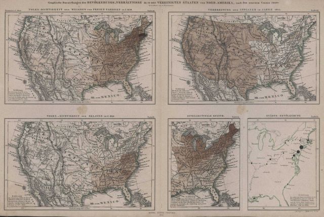 Thematic maps showing various aspects of the United States population as of the census of 1850 Picture