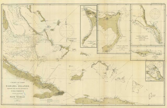 Chart of Part of the Bahama Islands Showing the Tracks Ascribed to Columbus on His Discovery of the New World Picture