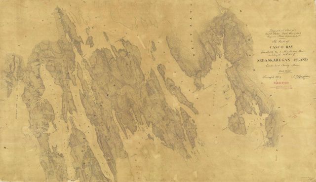 Survey of the Heads of Casco Bay and the north end of Sebaskahegan Island by Alexander Wadsworth Longfellow, brother of the poet Henry Wadsworth Longf Picture