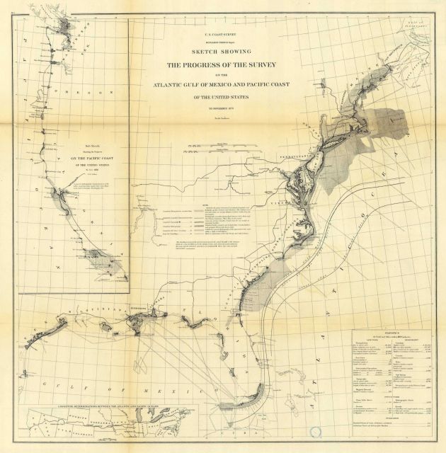 Sketch Showing the Progress of the Survey on the Atlantic Gulf of Mexico and Pacific Coast of the United States to November 1870 Picture