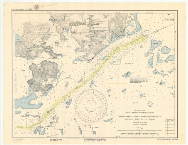 Field Chart 3001 South Pacific Ocean New Caledonia Southeastern Part Approaches Noumea Via Havannah Passage Vandegu Bank to Uo Island Picture
