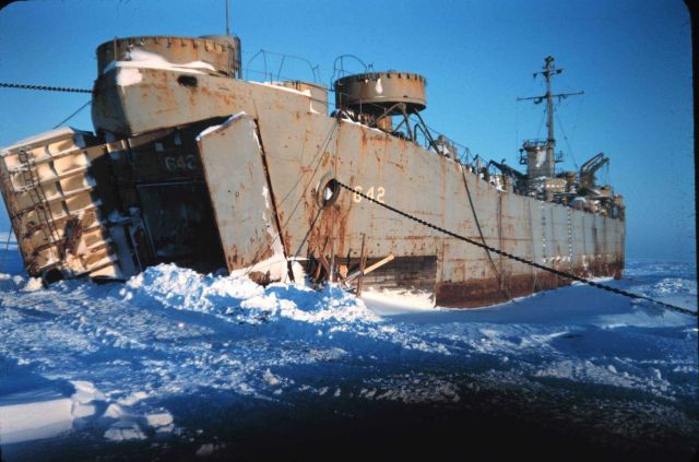 A Navy landing ship used for supplies - frozen in to the Arctic Ocean in 1948 Picture