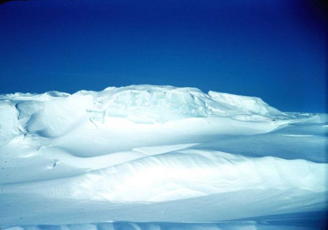 A congealed old ice pressure ridge along the cat train route to Tigvariak Island Picture