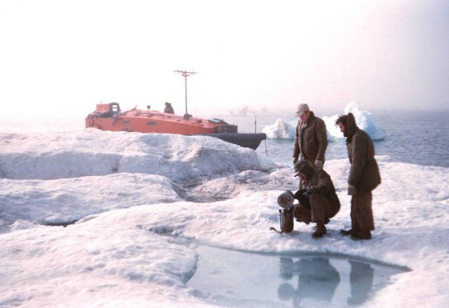 Collecting fresh water on a berg near Cross Island on misty day Picture