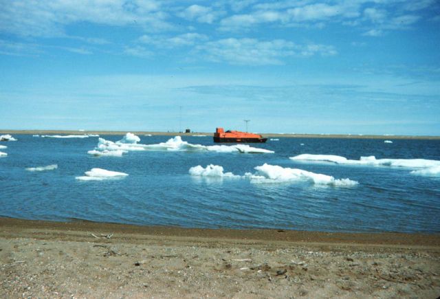 Survey launch offshore from Cross Island Picture