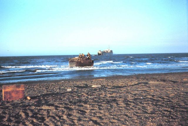 Navy landing craft helping transport supplies Picture