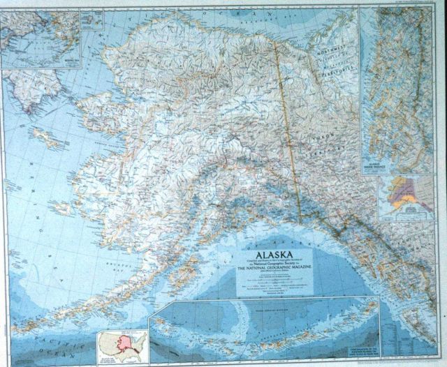 1950 era map of Alaska. Picture