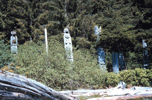 The totem poles at Old Kasaan Survey crew off the PATHFINDER Picture