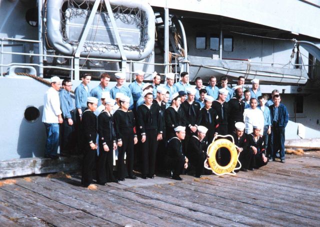 The crew of the PATHFINDER - the year following this picture, crew navy-style uniforms were no longer mandatory for crew and chiefs. Picture