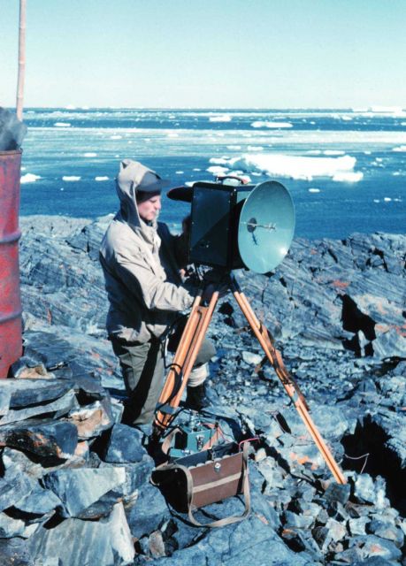 Measuring distances with a tellurometer on Avian Island 67 46 S Latitude 68 54 W Longitude. Picture