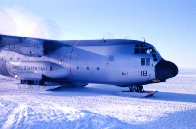 The last plane at South Pole Station before the fall sunset Picture