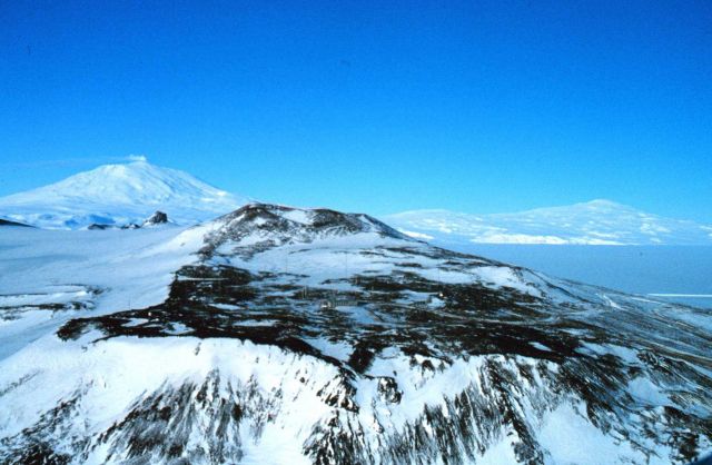 Active volcano Mount Erebus overlooks McMurdo Station Picture
