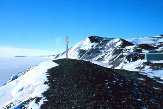Cross erected on Observation Hill, a 600-foot cinder cone Picture