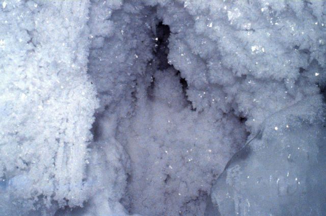 Ice crystals growing in a small crevasse Picture
