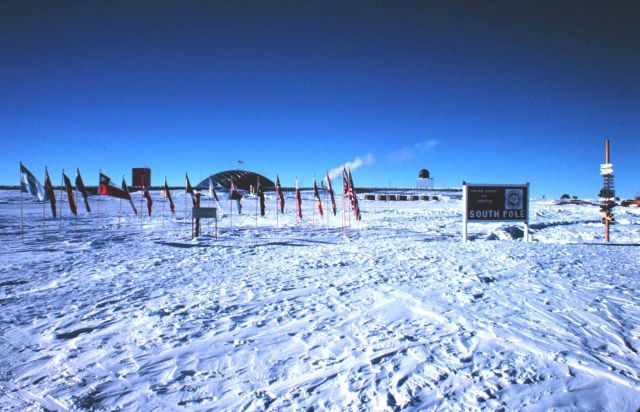 A panoramic view of the South Geographic Pole with South Pole Station. Picture