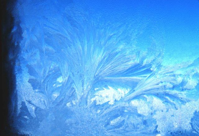 Beautiful frost patterns develop on the windows of the Clean Air Facility Picture