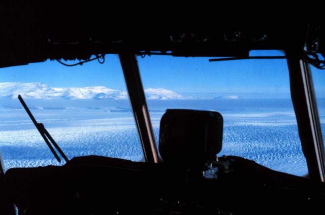 The view from the cockpit of the C-130 on the way to McMurdo Picture