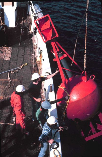 Retrieving a buoy on the ALBATROSS IV Buoy used for warm core ring study Picture