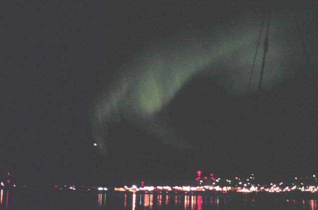 Aurora borealis seen while departing Juneau. Picture