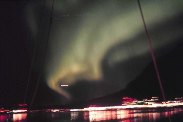 Aurora borealis seen while departing Juneau. Picture
