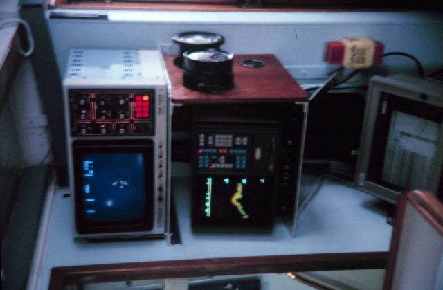 Top instrument is omni sounder - bottom instrument is depth finder Picture