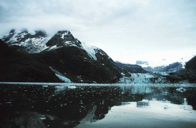 Johns Hopkins Glacier on right- Clark Glacier on left. Picture
