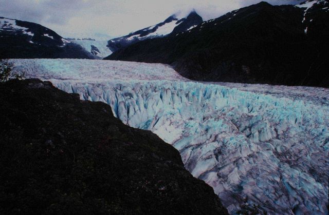 Hiking along the Mendenhall Glacier. Picture