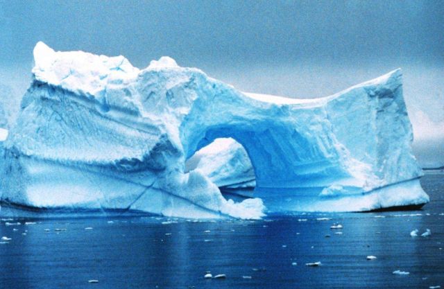 Arches in icebergs off the Antarctic Peninsula Picture