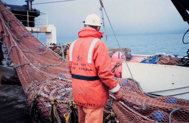 Hauling in the net after trawling operations Picture