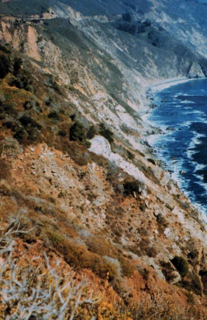 Looking over the edge from Highway 1 along the Big Sur coastline. Picture