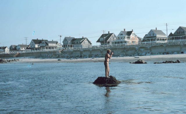 Using a hydrographic sextant to position an offshore rock. Picture