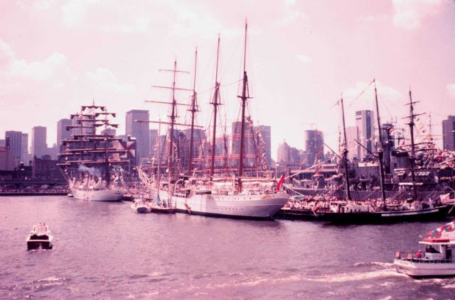 Tall ships tied up in New York Harbor Picture