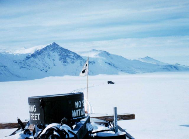 Tractor-train heading up Skelton Glacier McMurdo Station to South Pole traverse Picture