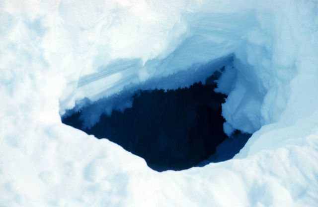 Sometimes the crevasses appeared hundreds of feet deep Picture