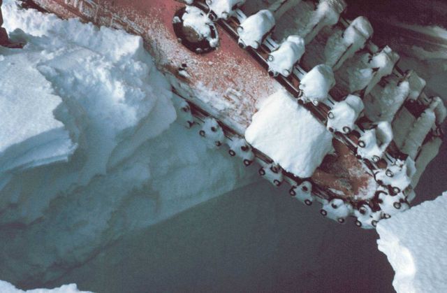 The crevasses were capable of swallowing the tractors Picture