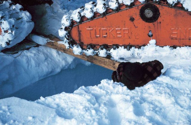 To bridge the larger crevasses, boards were brought to use as bridges Picture