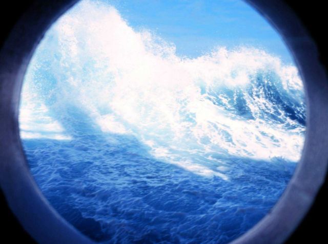 Waves breaking as seen from a porthole on the 0-1 Deck of the NATHANIEL B Picture